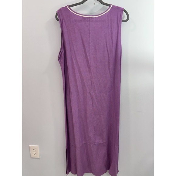J Gee Purple Sleeveless Maxi Dress 2X Embroidered Linen Blend NWT - Picture 2 of 10